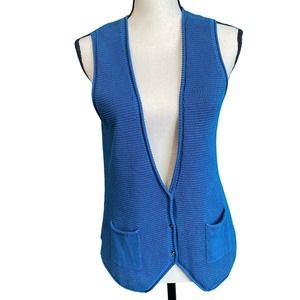 J. Jill Blue Waffle Knit Sweater Vest Women's Medium